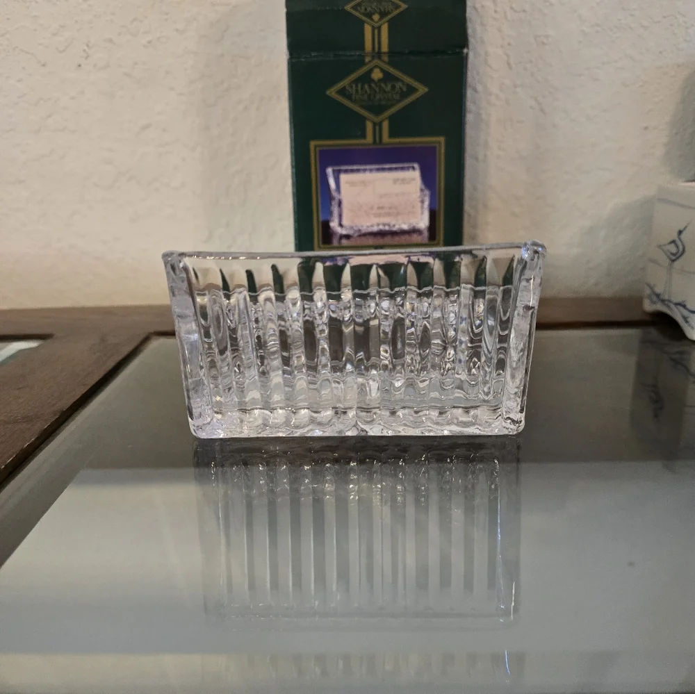 NEW-Lead Crystal Businesses Card Holder By Shannon Fine Crystal Of Ireland